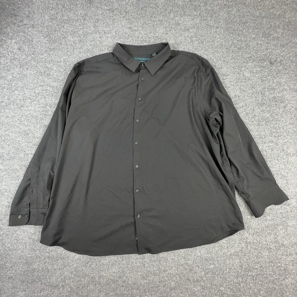 Perry Ellis Dress Shirt Mens 4XL Black Stretch Long Sleeve Button Front